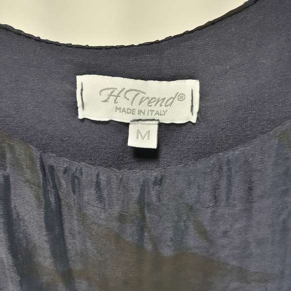 H Trend Made in Italy Size M Navy/Black 100% Silk - Picture 5 of 6